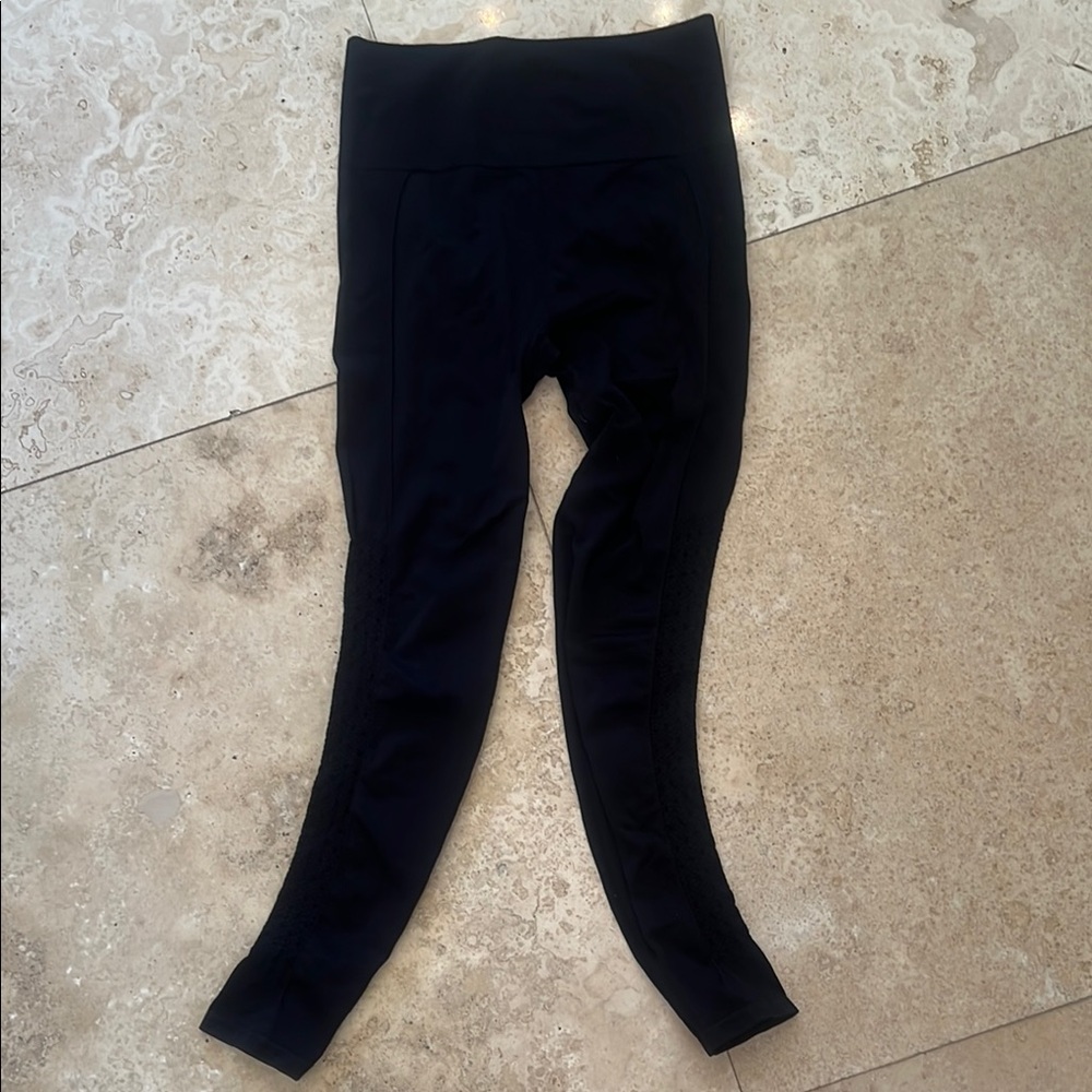 Fabletics High Waist Black Leggings with Side Detail Down Leg Size XS